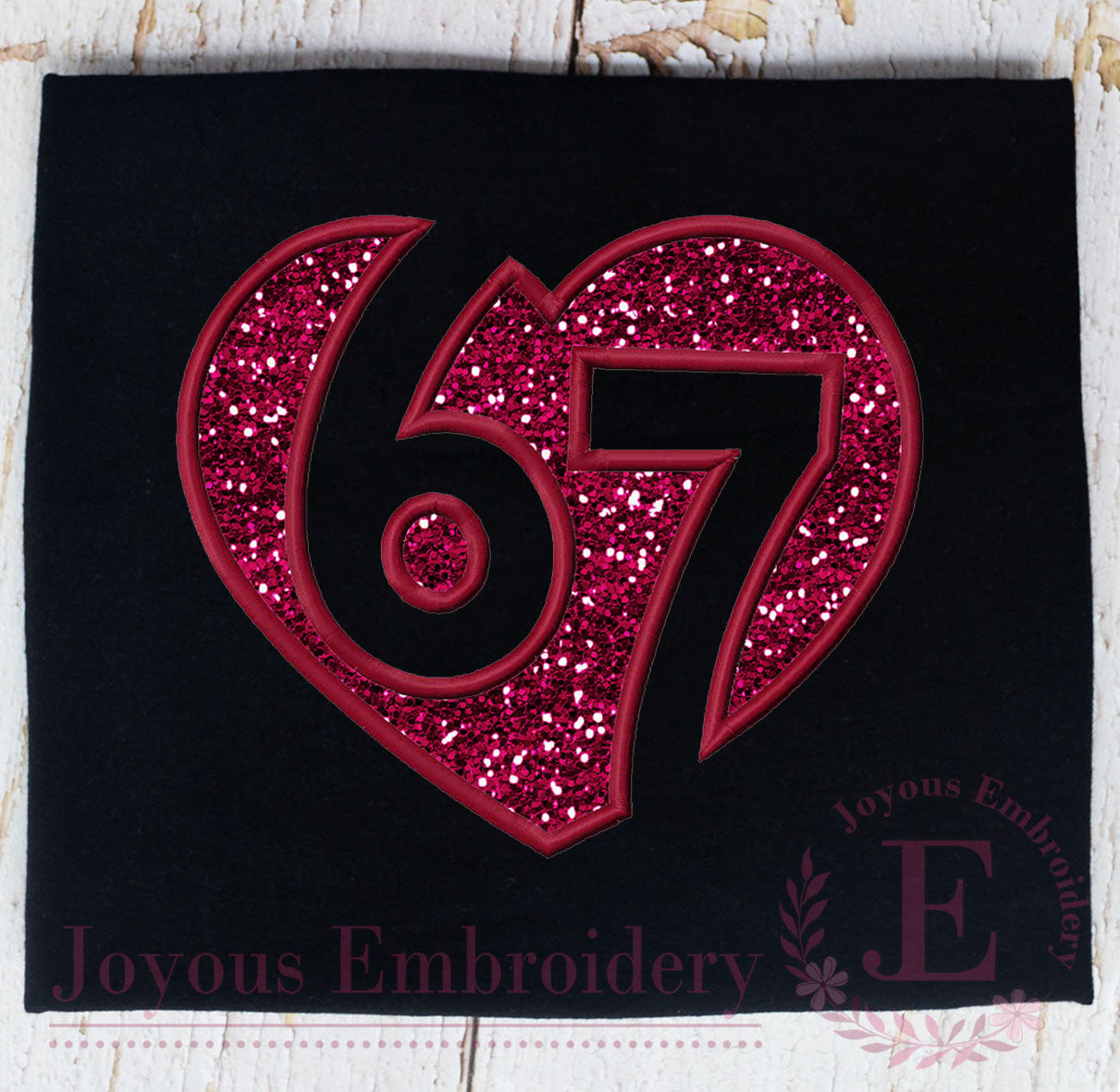 Valentine 6 7 Heart Applique Embroidery File,