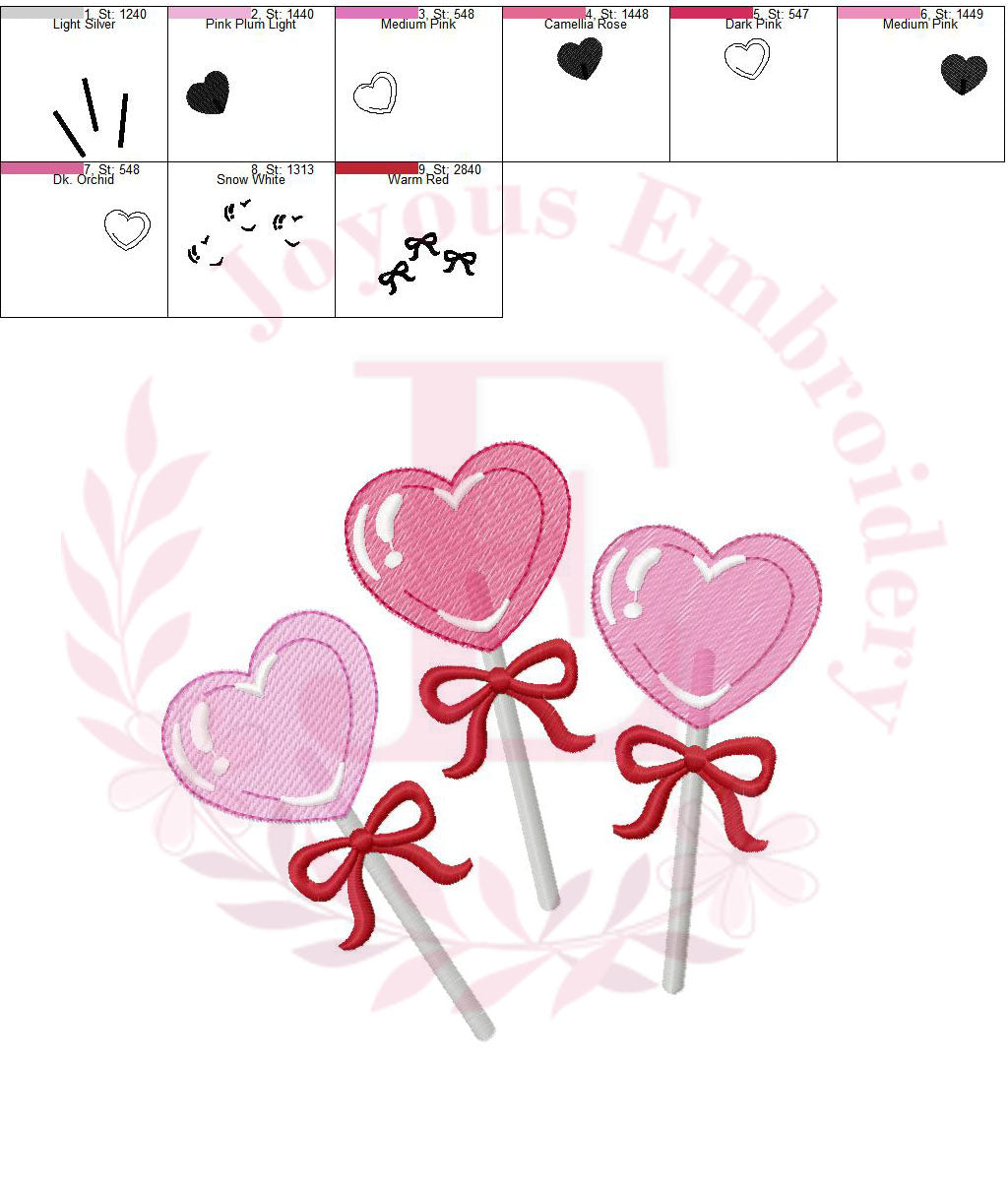 Valentines Day Lollipop Embroidery Design