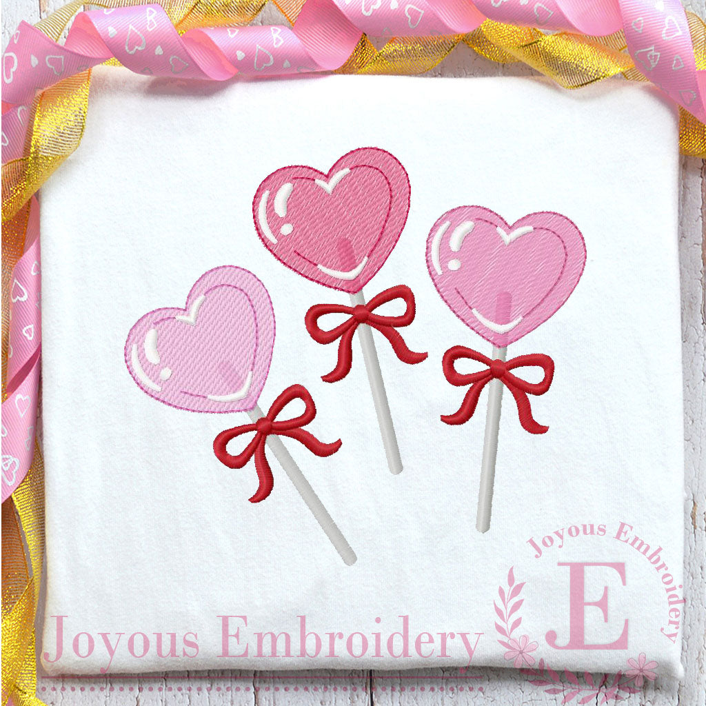 Valentines Day Lollipop Embroidery Design