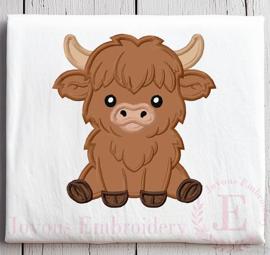Highland Cow Applique Embroidery File