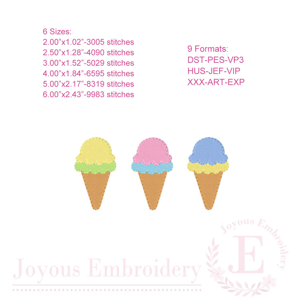 Ice Cream Machine Embroidery Design,Summer Sweet Embroidery File