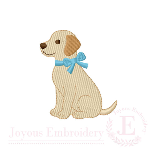 Labrador Machine Embroidery Design, Dog Embroidery File, Puppy Bow Embroidery File