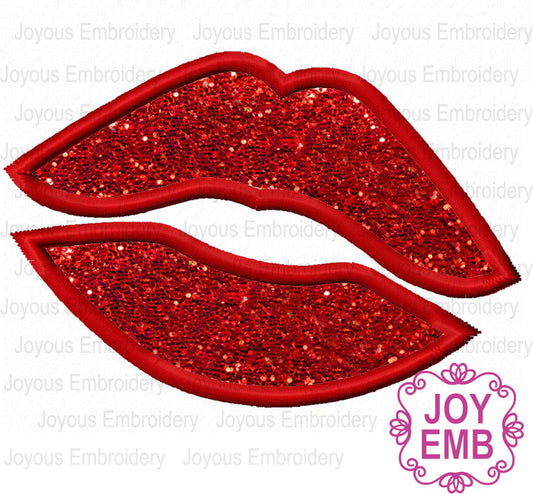 Kiss applique embroidery design