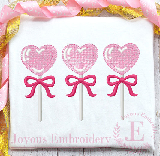 Heart Lollipop Machine Embroidery File