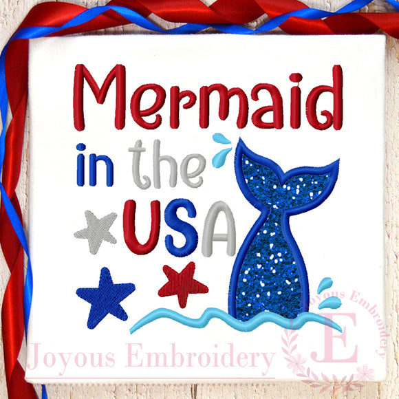 4th Of July Mermaid Embroidery Design