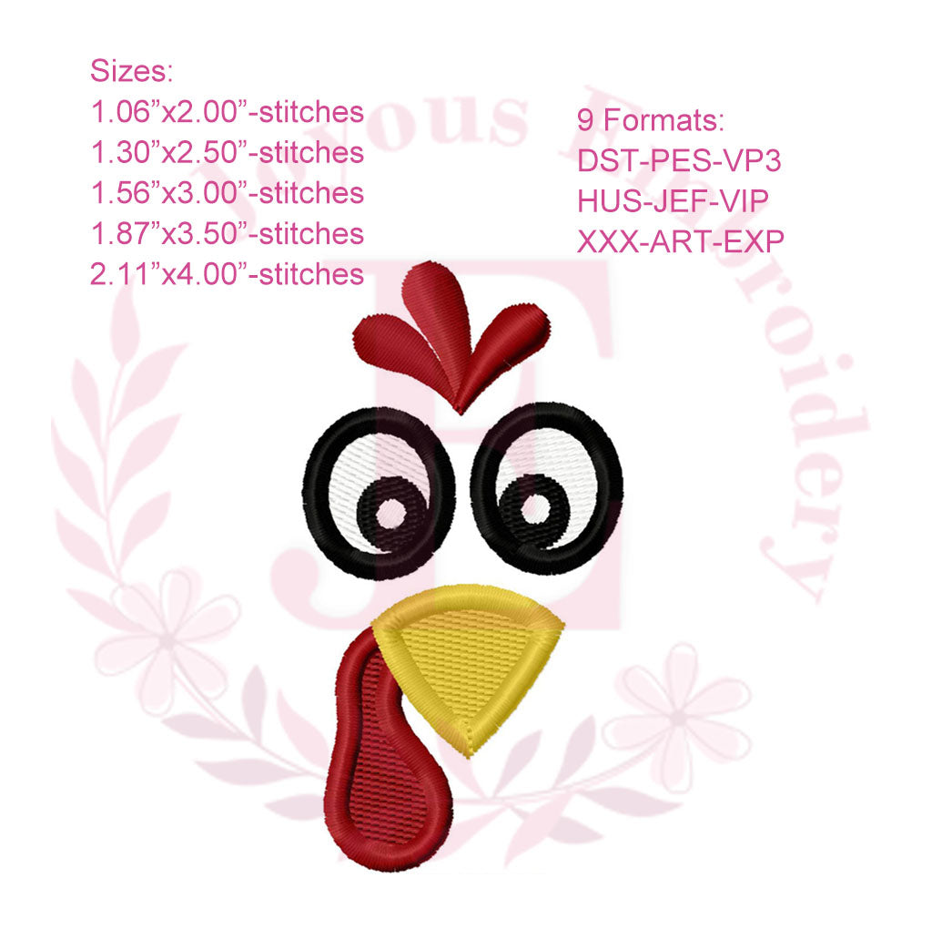 Turkey Face Filled stitch Embroidery Design