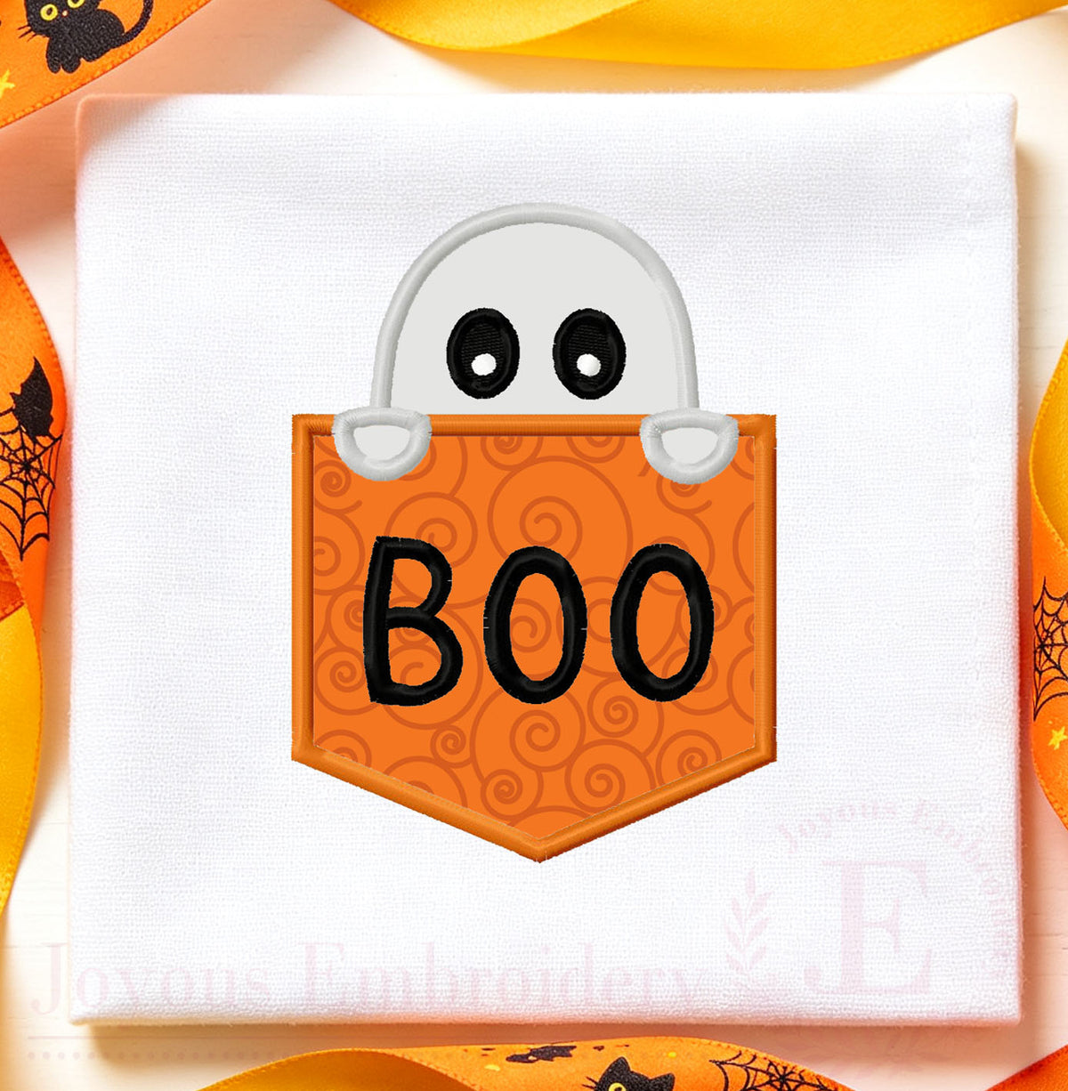 Pocket Ghost Applique Embroidery Design