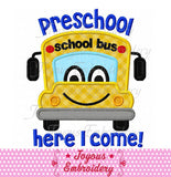 Preschool School Bus Applique Embroidery