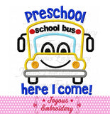 Preschool School Bus Applique Embroidery