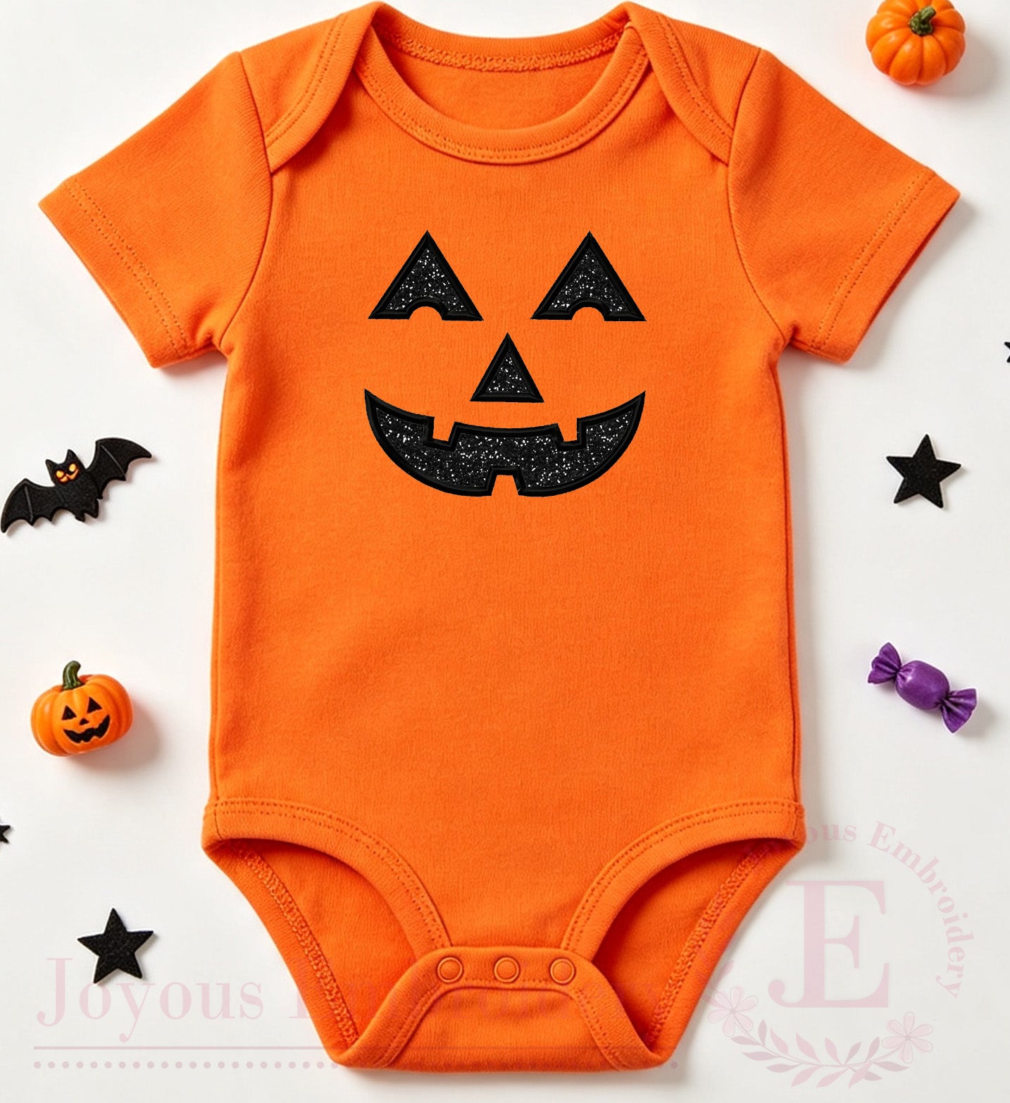 Pumpkin Face Applique Embroidery Design