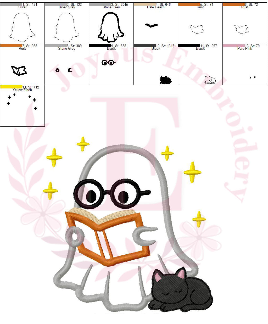 Reading Ghost Embroidery Embroidery Design