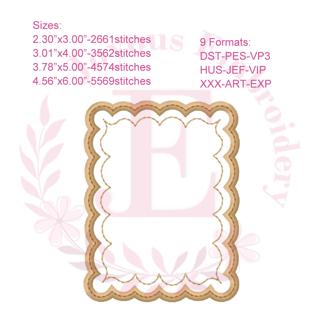 Frame Applique Embroidery Design Bundle,Circle Square Rectangle Oval Frame Embroidery File
