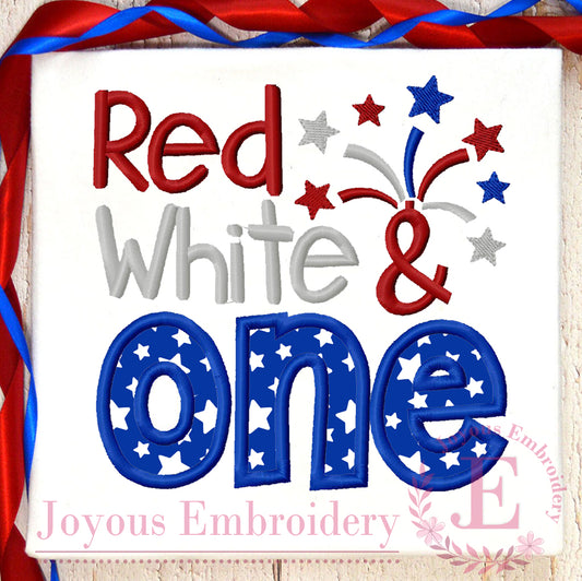 Red White and One Applique Embroidery Design