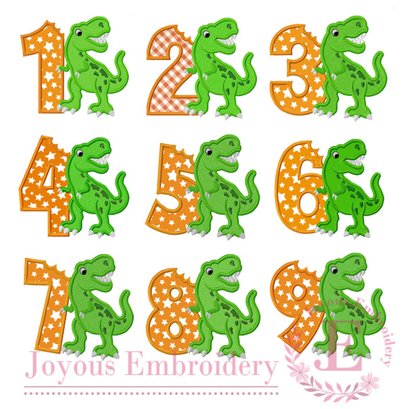 Rex Numbers1-9 Applique Embroidery Design