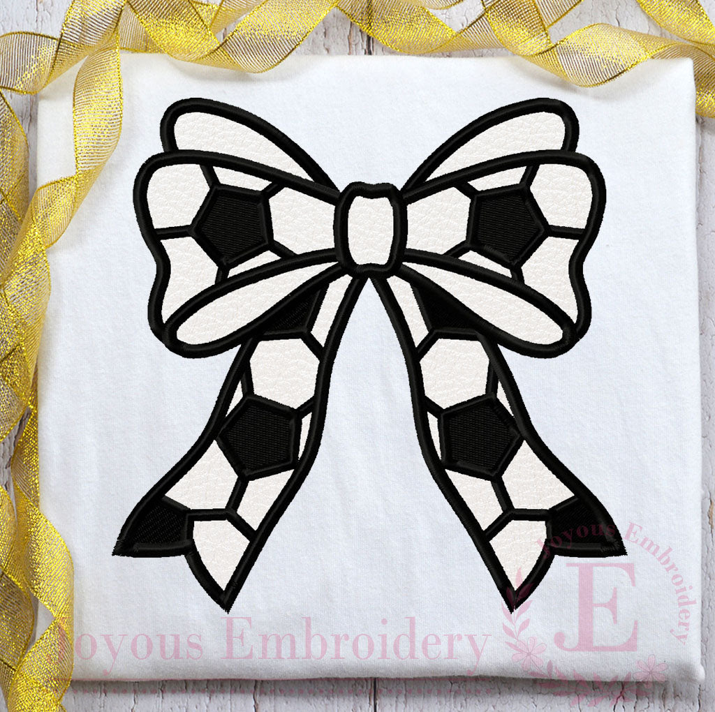 Soccer Bow Applique Embroidery