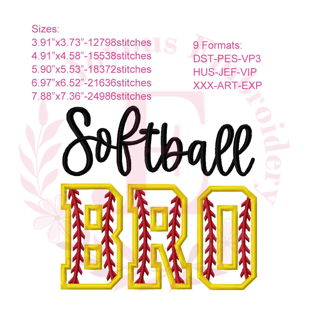 Softball Family Bundle Applique Embroidery Design