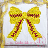 Baseball/Softball Bow Applique Embroidery File