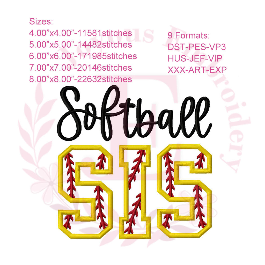 Softball Family Bundle Applique Embroidery Design