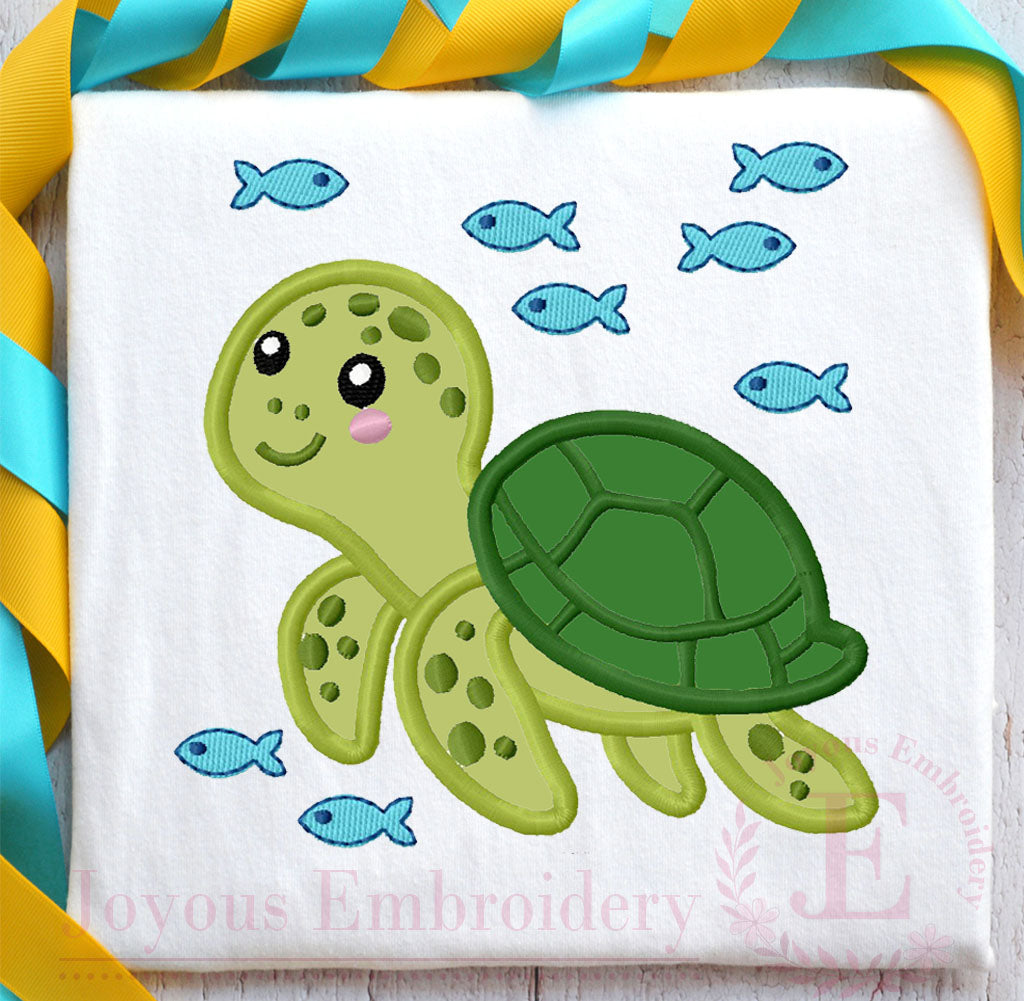 Sea Turtle Applique Embroidery Design,Ocean Animal Embroidery File