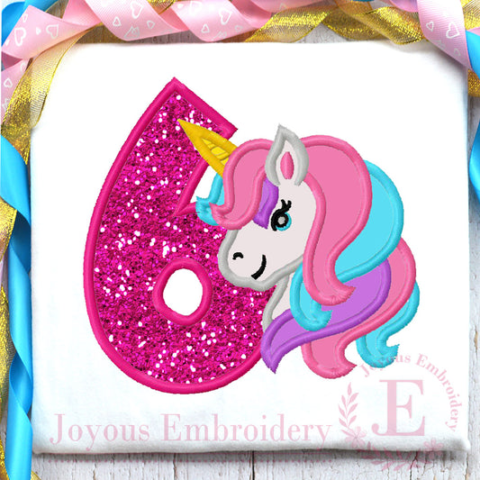 Unicorn Number 6 Embroidery