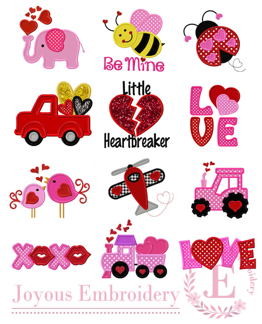 Valentine Bundle Applique Embroidery File