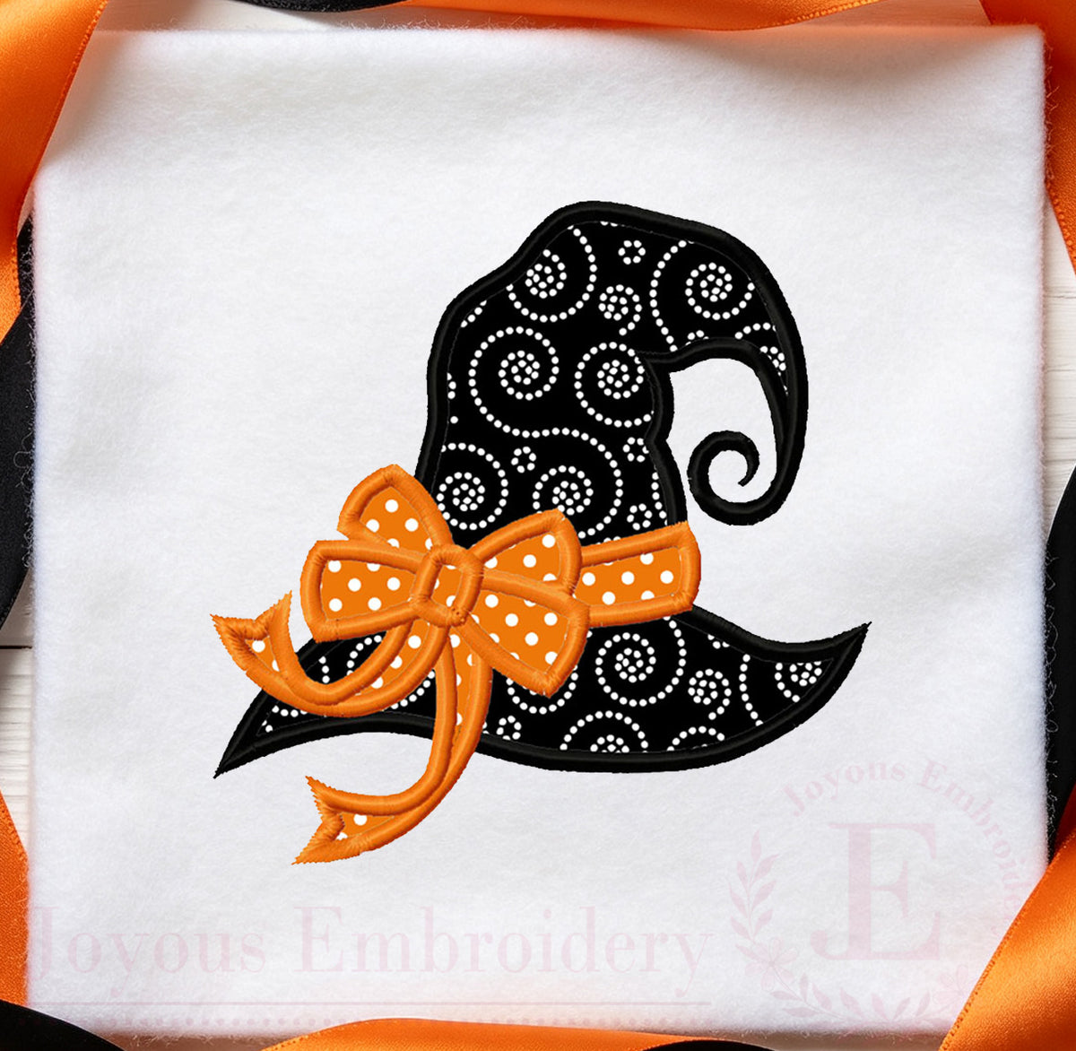Witch Hat With Bow Applique Embroidery Design