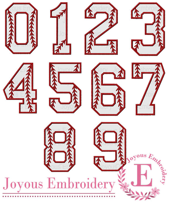 Baseball Numbers Applique Machine Embroidery Design