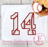 Baseball Numbers Applique Machine Embroidery Design