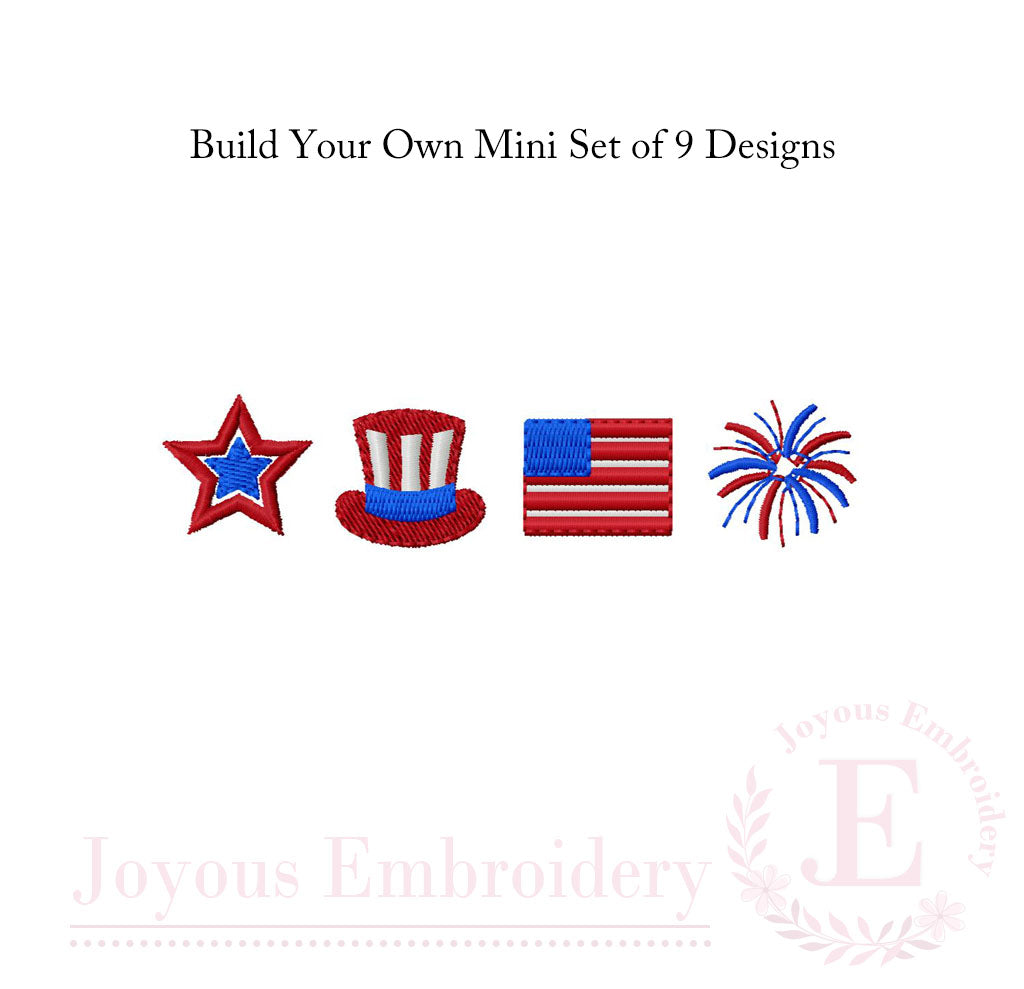 Buid Your Own 4th of July Mini Set Embroidery Design Bundle.*Font is NOT included!*