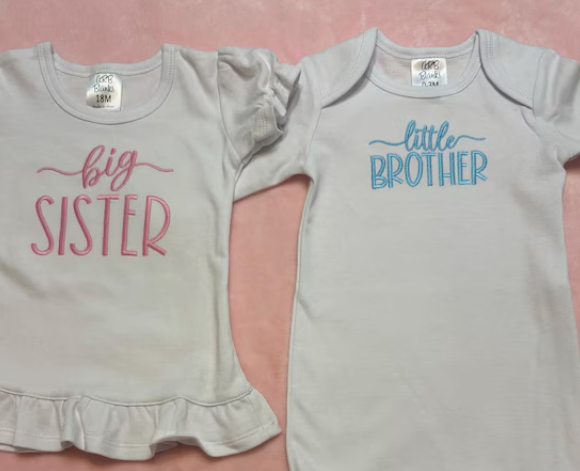 Brother Sister Machine Embroidery Design | Sibling Embroidery Files Instant Download