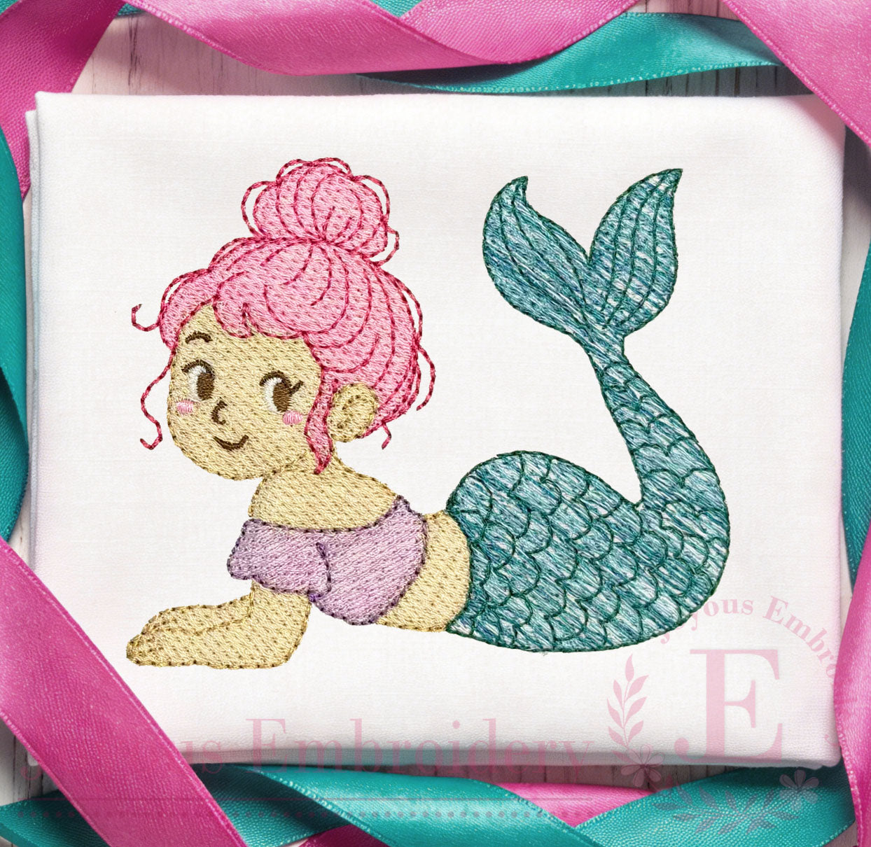 Mermaid Machine Embroidery Design,Beach Ocean stitch Embroidery File