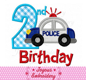 My 2nd Birthday Police car Applique Machine Embroidery Design NO:2018