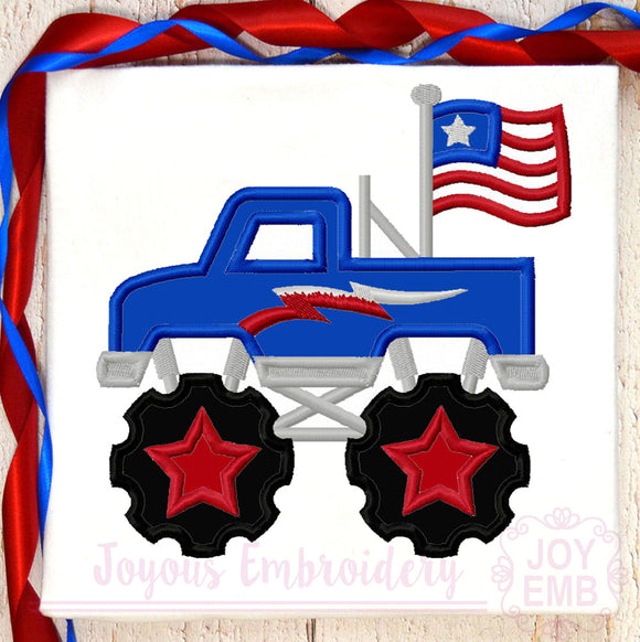 4th of july Monster truck Applique Embroidery Design