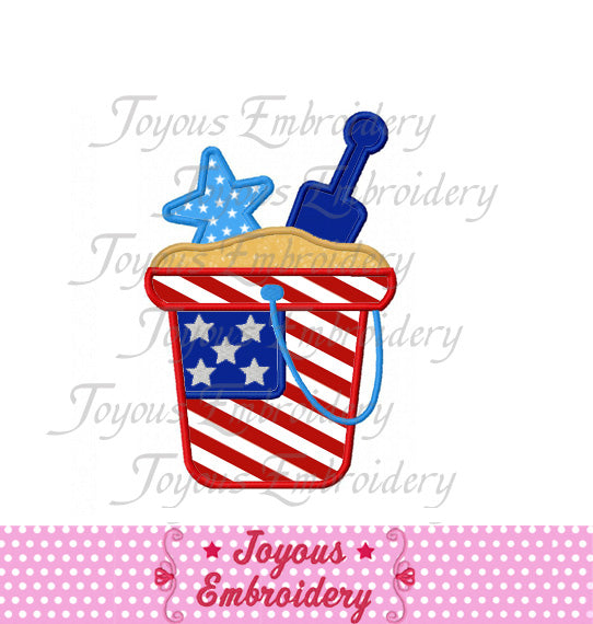 Instant Download 4th of July Sand Pail Applique Machine Embroidery Design NO:1504