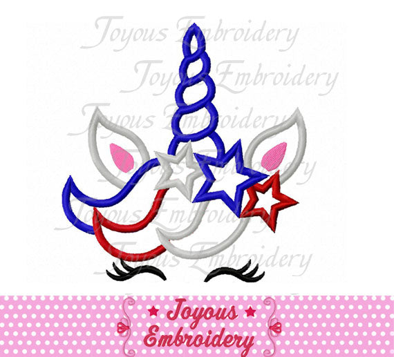 4th of July Unicorn Applique Machine Embroidery Design NO:2477