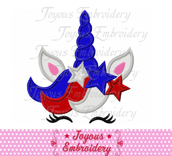 4th of July Unicorn Applique Machine Embroidery Design NO:2477