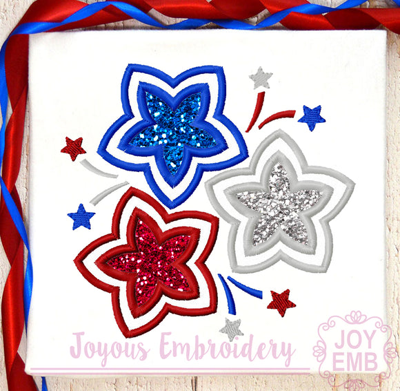 4th of July Star Applique Machine Embroidery Design