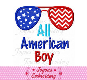 4th of July All American Boy Glasses Applique Embroidery machine Design NO:2358