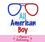 4th of July All American Boy Glasses Applique Embroidery machine Design NO:2358
