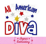 Independence day All American Diva Applique Embroidery Machine Design NO:2053