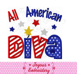 Independence day All American Diva Applique Embroidery Machine Design NO:2053