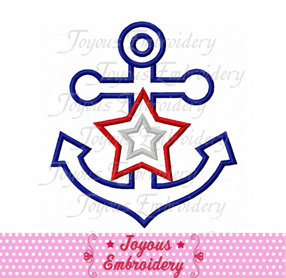 Anchor With Star Applique Embroidery Machine Design NO:1712