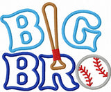 Big Brother With Baseball Applique Machine Embroidery Design NO:1289