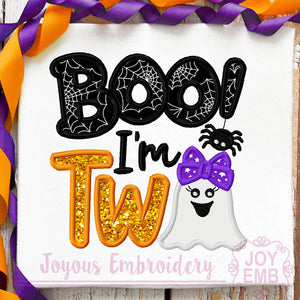 Boo I'M Two Halloween Applique Machine Embroidery Design