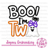 Boo I'M Two Halloween Applique Machine Embroidery Design