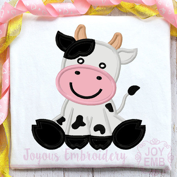 Baby Cow Applique Machine Embroidery Design