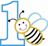 Bee Number 1 Birthday Applique Embroidery Design NO:1274