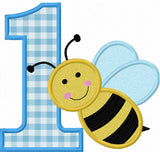 Bee Number 1 Birthday Applique Embroidery Design NO:1274