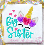 Big Sister Unicorn Applique Machine Embroidery Design