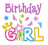 Birthday Girl With Crown Applique Machine Embroidery Design NO:1384
